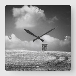 Haystack en Tracks minimalistisch Vierkante Klok