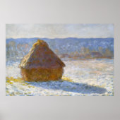 Haystack in de ochtend, Snow Effect-Claude Monet Poster (Voorkant)