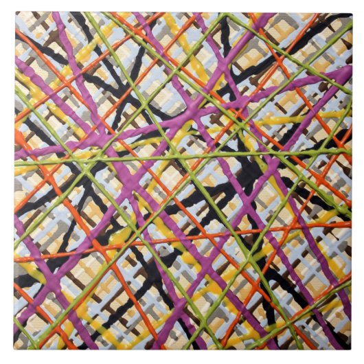 Haystack in Paarse 6 x 6 keramische Tegel Tegeltje (Voorkant)