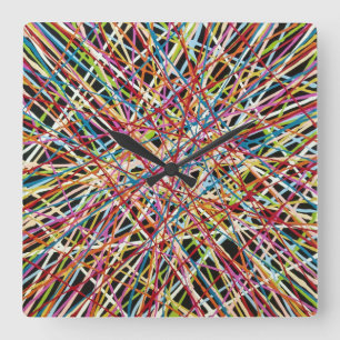 Haystack in Red Wall Clock Vierkante Klok
