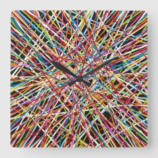 Haystack in Red Wall Clock Vierkante Klok (Voorkant)