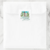 Haystack Mountain Vermont USA Ski logo Vierkante Sticker (Tas)