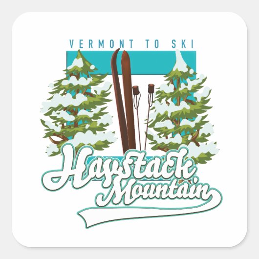Haystack Mountain Vermont USA Ski logo Vierkante Sticker (Voorkant)