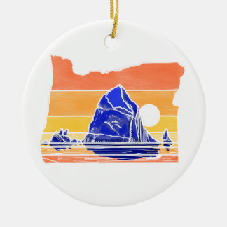 Haystack Rock Cannon Beach Line Art Ornament