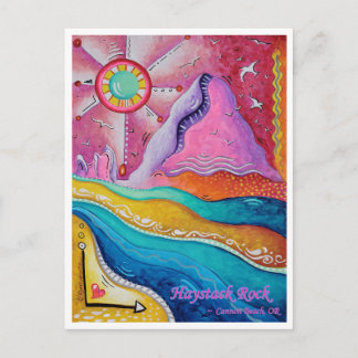 Haystack Rock Cannon Beach OF Travel Art Briefkaar Briefkaart