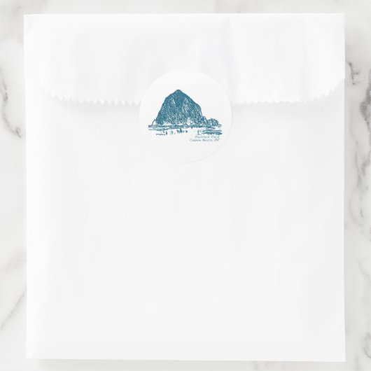 Haystack Rock Illustration Ronde Sticker (Tas)