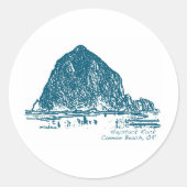 Haystack Rock Illustration Ronde Sticker (Voorkant)
