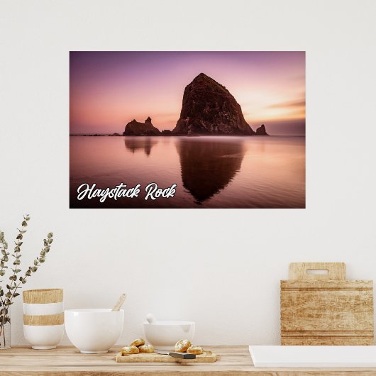 Haystack Rock, Kust van Oregon, Verenigde Staten Poster (Keuken)