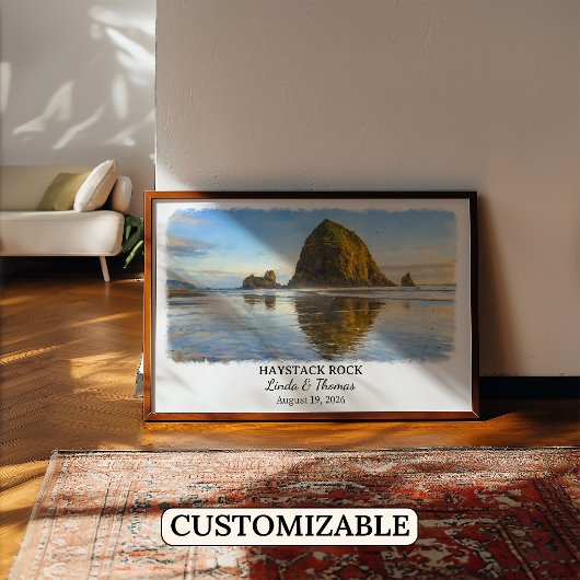 Haystack Rock Oregon Poster, Cannon Beach op maat Poster