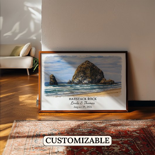 Haystack Rock Oregon Poster, Cannon Beach Op Maat Poster