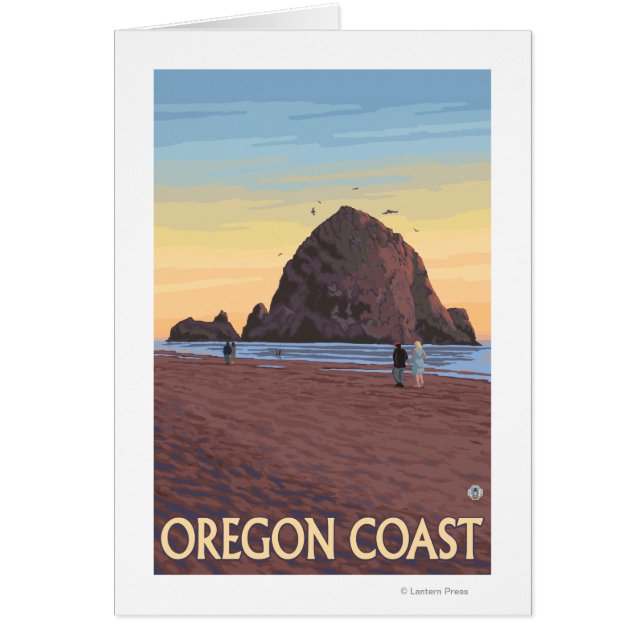 Haystack Rock Vintage Travel Poster (Voorkant)