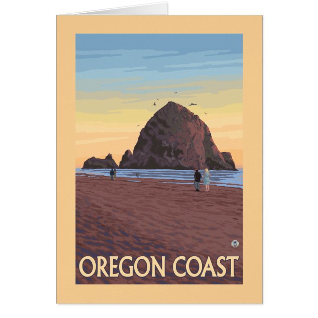 Haystack Rock Vintage Travel Poster (Voorkant)