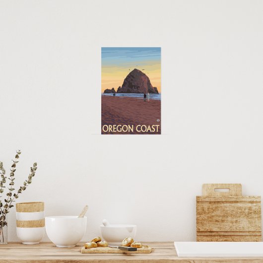Haystack Rock Vintage Travel Poster (Keuken)