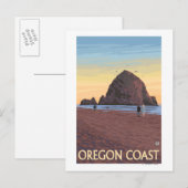 Haystack Rock Vintage Travel Poster Briefkaart (Voorkant / Achterkant)