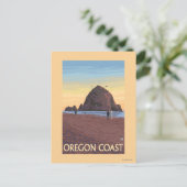 Haystack Rock Vintage Travel Poster Briefkaart (Staand voorkant)