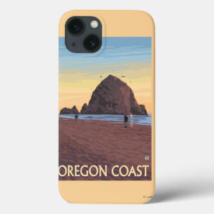 Haystack Rock Vintage Travel Poster iPhone 13 Hoesje