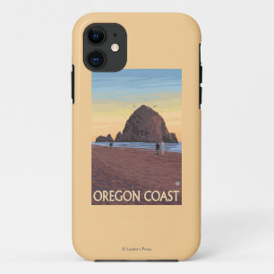 Haystack Rock Vintage Travel Poster iPhone 11 Hoesje