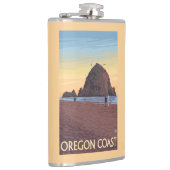 Haystack Rock Vintage Travel Poster Heupfles (Rechts)