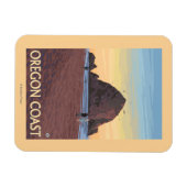 Haystack Rock Vintage Travel Poster Magneet (Horizontaal)