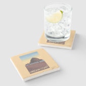 Haystack Rock Vintage Travel Poster Stenen Onderzetter (Zijkant)