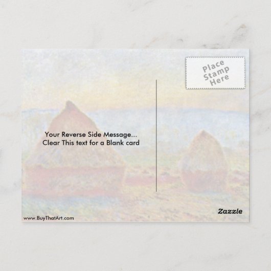 Haystack van Claude Monet Briefkaart (Achterkant)