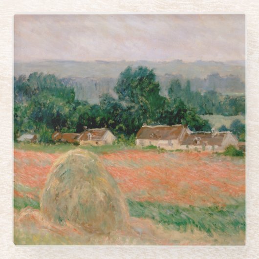 Haystack van Giverny - Claude Monet - 1886 Glazen Onderzetter (Voorkant)