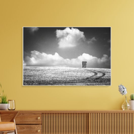 Haystacks en Tracks, beeldende kunst zwart-wit Canvas Afdruk (Insitu (Woonkamer))