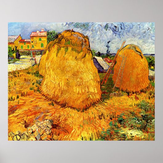 Haystacks in Provence door Vincent van Gogh Poster (Voorkant)