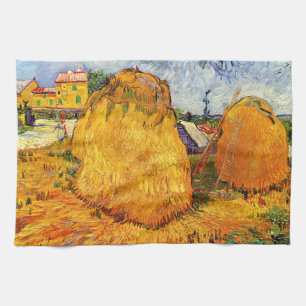 Haystacks in Provence door Vincent van Gogh Theedoek