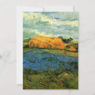Haystacks onder een Rainy Sky van Vincent van Gogh