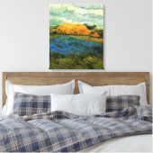 Haystacks onder een Rainy Sky van Vincent van Gogh Canvas Afdruk (Insitu (Slaapkamer))