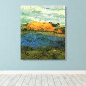Haystacks onder een Rainy Sky van Vincent van Gogh Canvas Afdruk (Insitu (Houten vloer))
