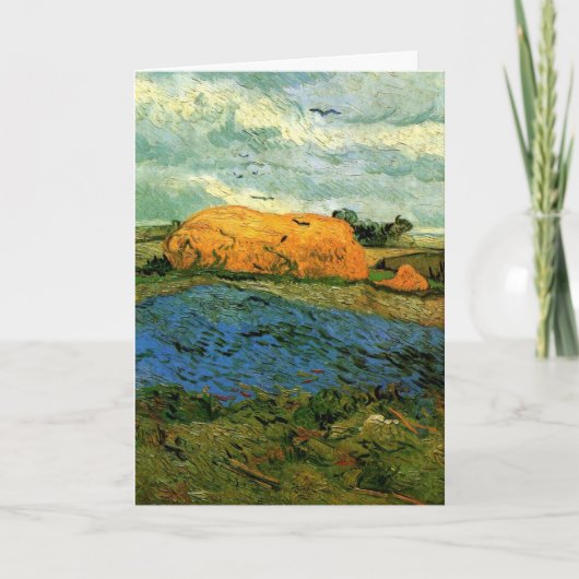 Haystacks onder een Rainy Sky van Vincent van Gogh Kaart (Voorkant)