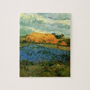 Haystacks onder een Rainy Sky van Vincent van Gogh Legpuzzel