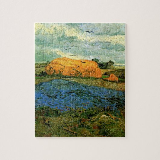 Haystacks onder een Rainy Sky van Vincent van Gogh Legpuzzel (Verticaal)