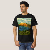 Haystacks onder een Rainy Sky van Vincent van Gogh T-shirt (Voorkant volledig)