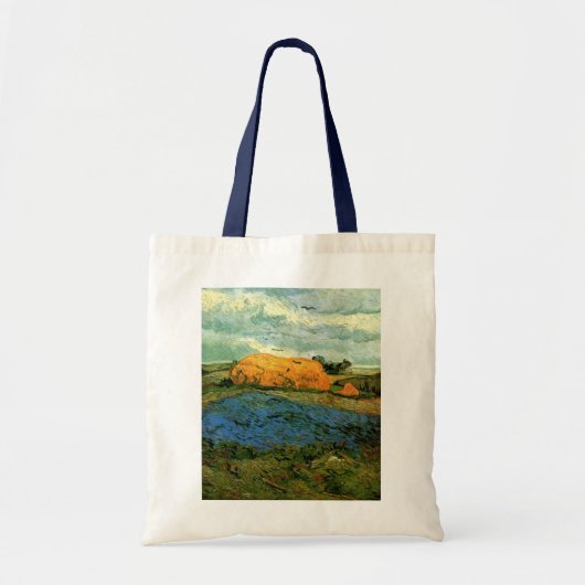Haystacks onder een Rainy Sky van Vincent van Gogh Tote Bag (Voorkant)