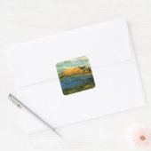Haystacks onder een Rainy Sky van Vincent van Gogh Vierkante Sticker (Envelop)