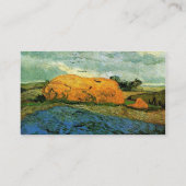 Haystacks onder een Rainy Sky van Vincent van Gogh Visitekaartje (Achterkant)