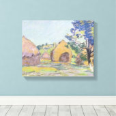 Haystacks op Saint-Cheron Canvas Afdruk (Insitu (Houten vloer))