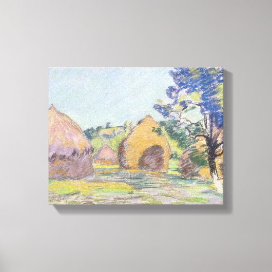 Haystacks op Saint-Cheron Canvas Afdruk (Voorkant)