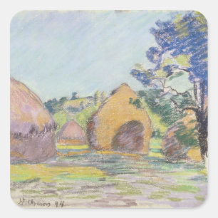 Haystacks op Saint-Cheron Vierkante Sticker