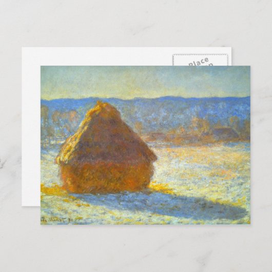 Haystacks op sneeuw van Claude Monet Briefkaart (Voorkant / Achterkant)