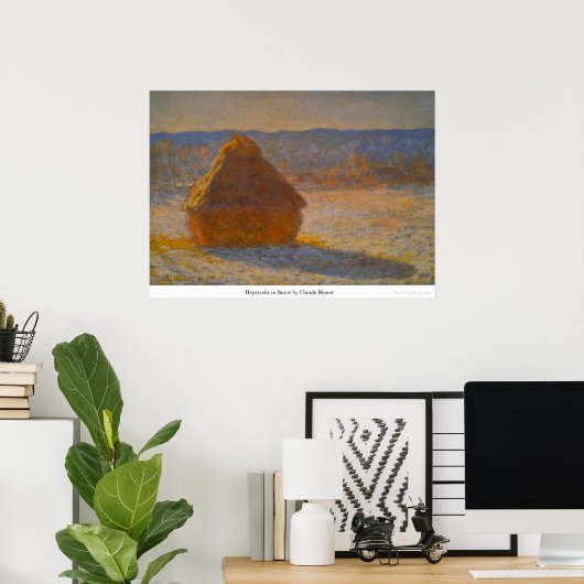 Haystacks op sneeuw van Claude Monet Poster (Thuiskantoor)