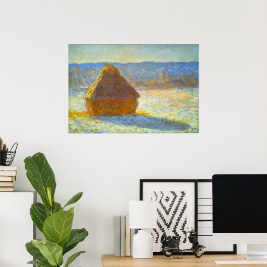 Haystacks op sneeuw van Claude Monet Poster (Thuiskantoor)