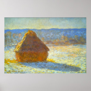 Haystacks op sneeuw van Claude Monet Poster