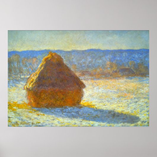 Haystacks op sneeuw van Claude Monet Poster (Voorkant)