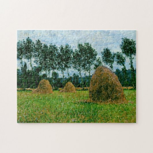Haystacks Overcast Day Monet Fine Art Legpuzzel (Horizontaal)