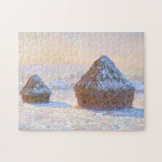 Haystacks Snow Effect Morning Monet Fine Art Legpuzzel (Horizontaal)