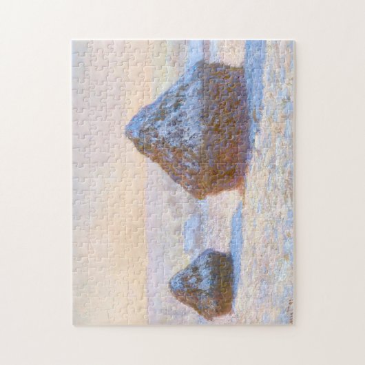 Haystacks Snow Effect Morning Monet Fine Art Legpuzzel (Verticaal)